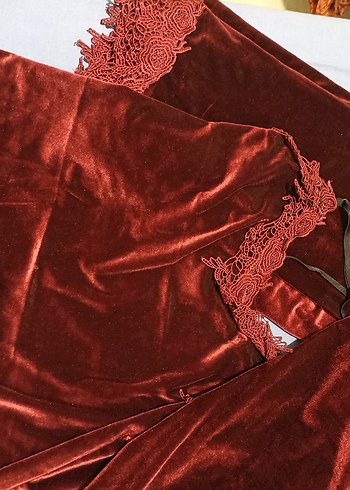 Bordo Nakışlı Kadın  Pijama Takımı - Görsel 2