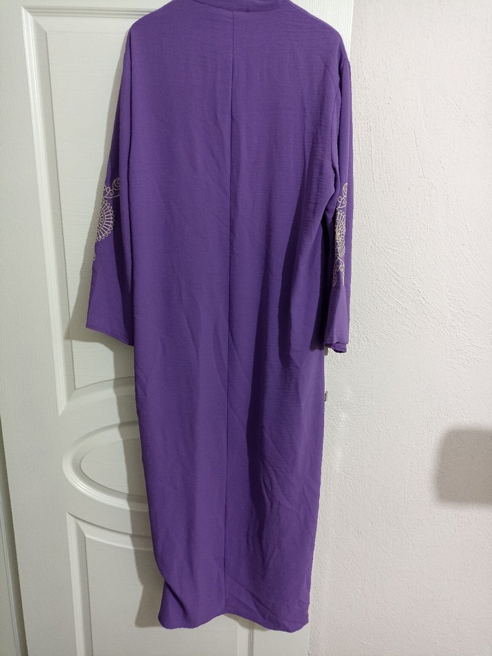 Mor Nakışlı Uzun Bohem  Elbise - Görsel 2