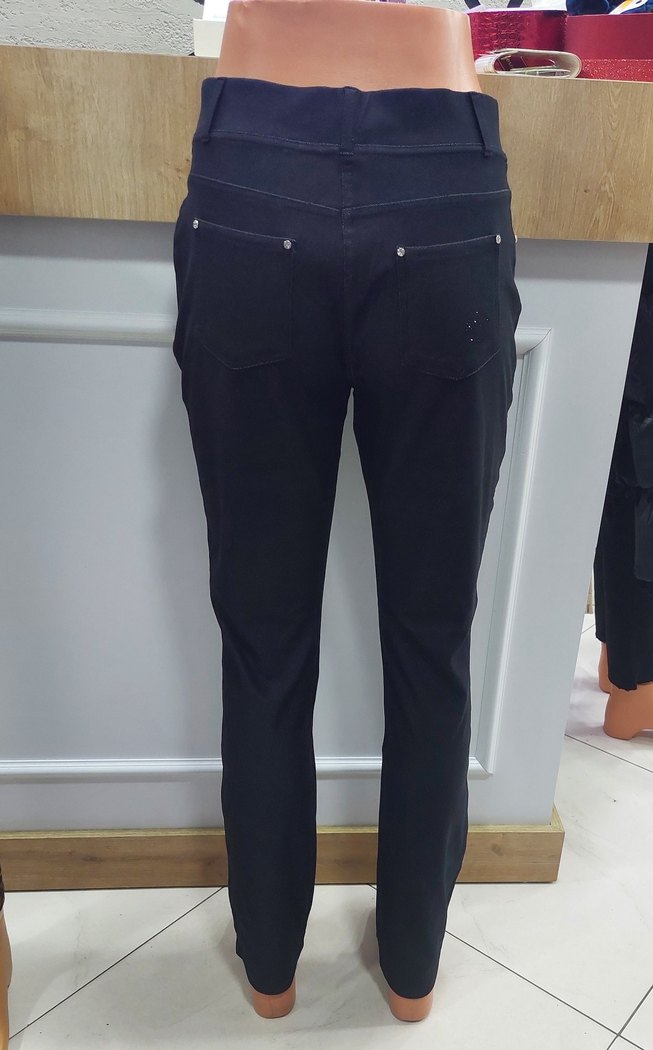 Kadın Siyah Midi Denim Kumaş likralı Pantolon, büyük bedenler - Görsel 3