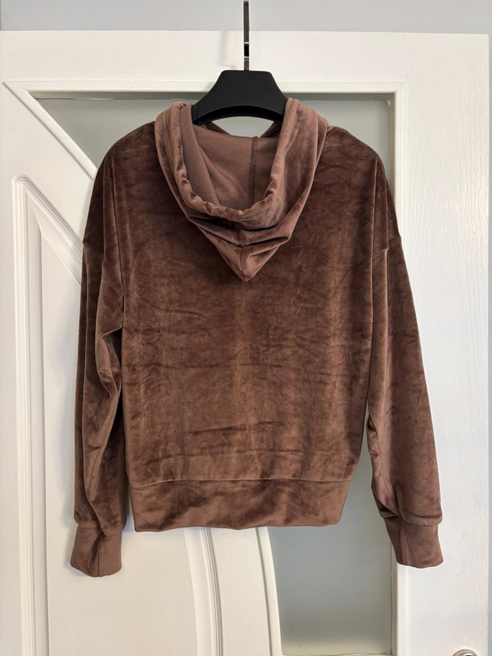 Nike Kahverengi Kadife Kapüşonlu Sweatshirt Likralı - Görsel 2