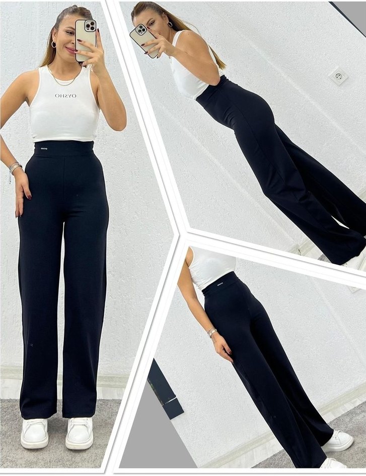 Siyah Kadın Uzun palazzo tayt - Görsel 3