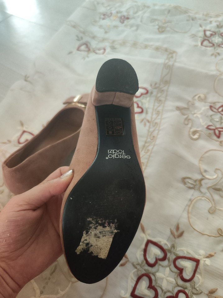 Bej Süet Tokalı Kadın Dolgu Topuk Babet - Görsel 3