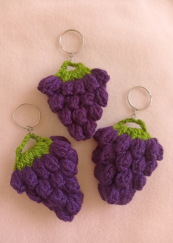 Örgü Mor Üzüm Figürlü Anahtarlık - Görsel 2