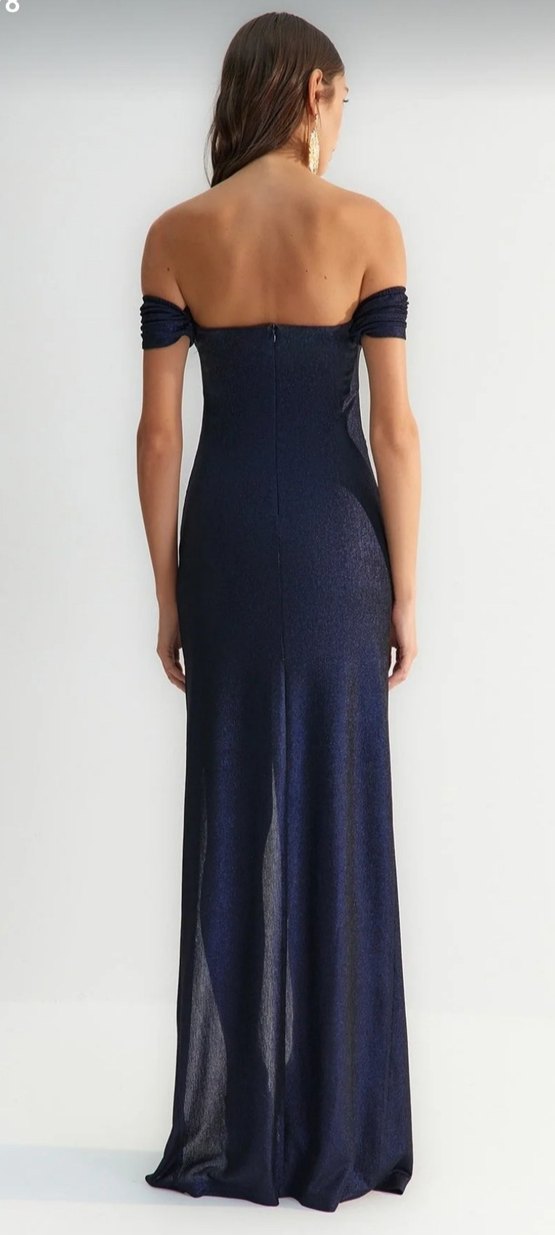 Lacivert Güneş Aksesuar Detaylı Abiye Rlbise - Görsel 2