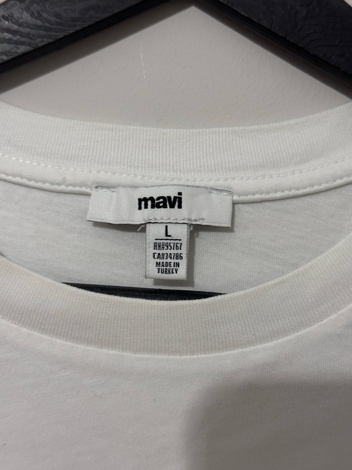 Beyaz mavi Baskılı Kadın Tişört - Görsel 2