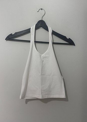 Beyaz Halter Yaka Pamuklu Kadın - Görsel 2