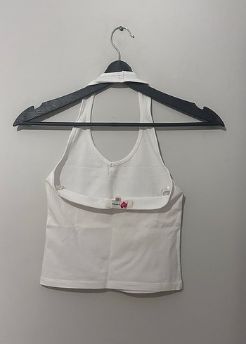 Beyaz Halter Yaka Pamuklu Kadın - Görsel 3