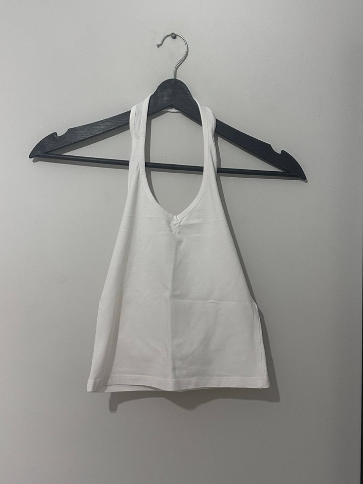 Beyaz Halter Yaka Pamuklu Kadın - Görsel 2