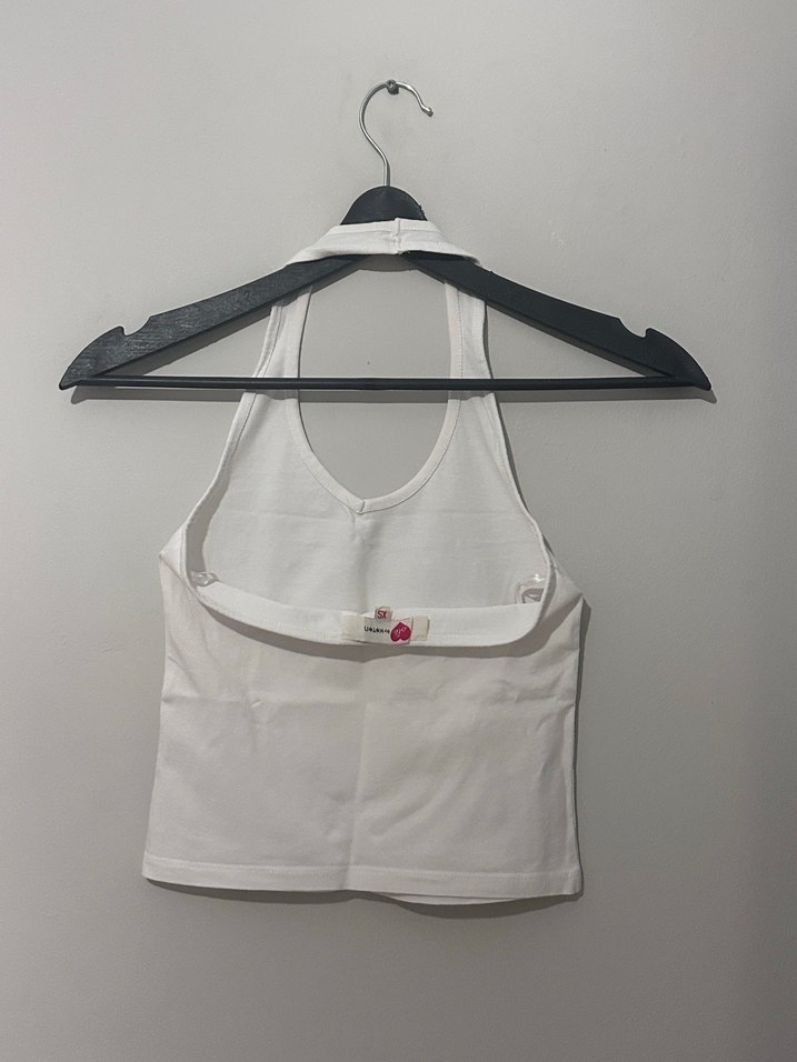 Beyaz Halter Yaka Pamuklu Kadın - Görsel 3