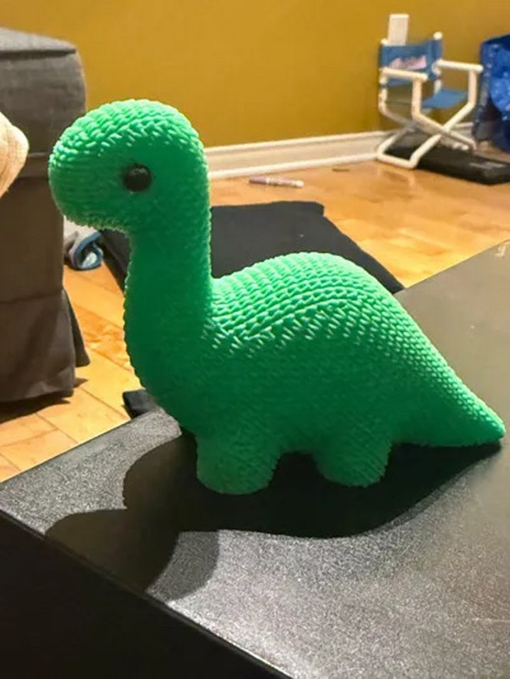 Yeşil Örme desenli Dinozor Oyuncak 3d figür - Görsel 4