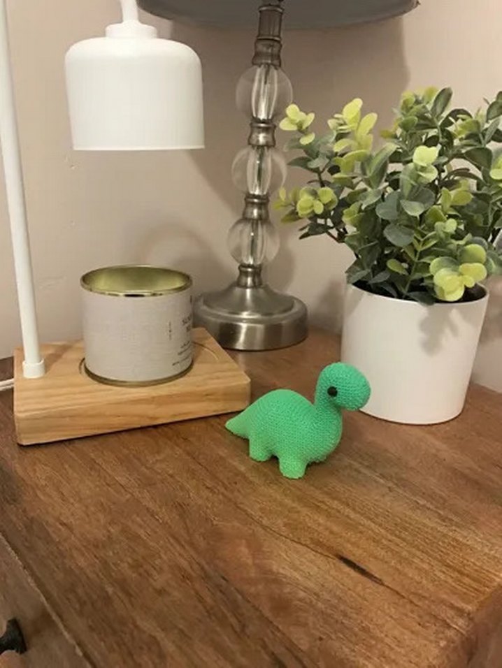 Yeşil Örme desenli Dinozor Oyuncak 3d figür - Görsel 3