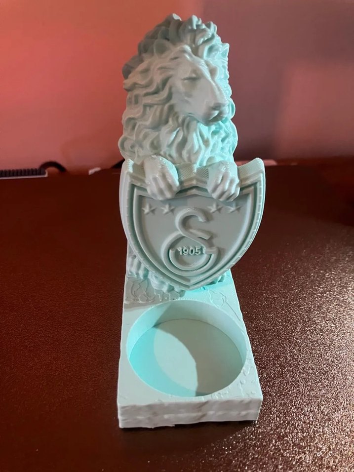 galatasaray armalı Altın Renkli Aslan Figürlü Mumluk - Görsel 2