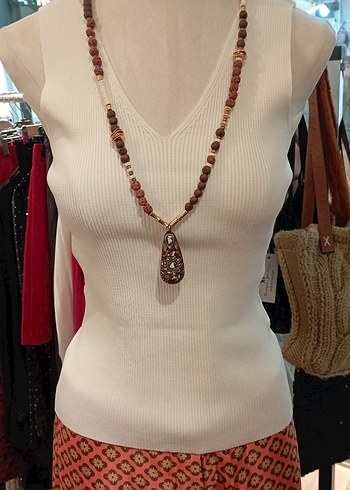 NETWORK V Yaka Beyaz Triko Kadın Atlet - Görsel 3