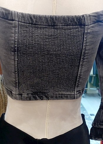 Gri Koton  ispanıyol Bluzu - Görsel 4