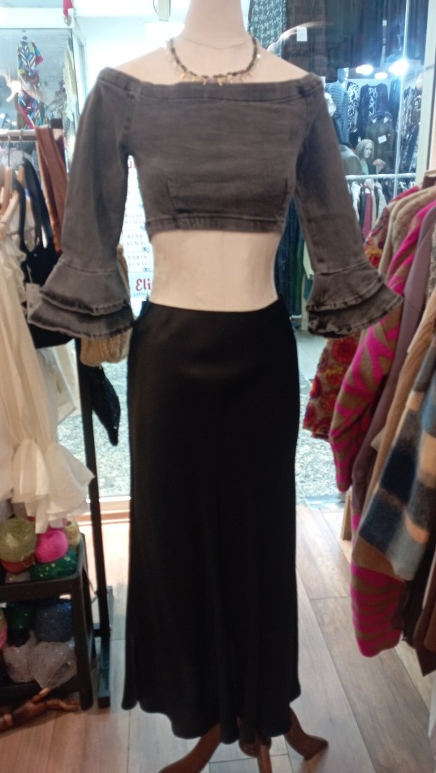 Gri Koton  ispanıyol Bluzu - Görsel 3