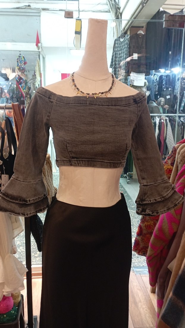 Gri Koton  ispanıyol Bluzu - Görsel 2