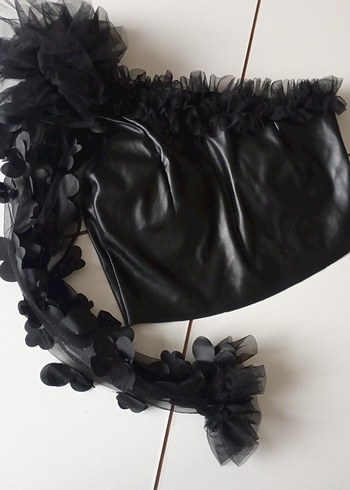 Siyah Straplez Fırfırlı Gotik Bluz - Görsel 5