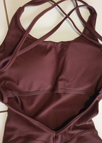 Bordo Fit Kesim Kısa Tulum - Görsel 5