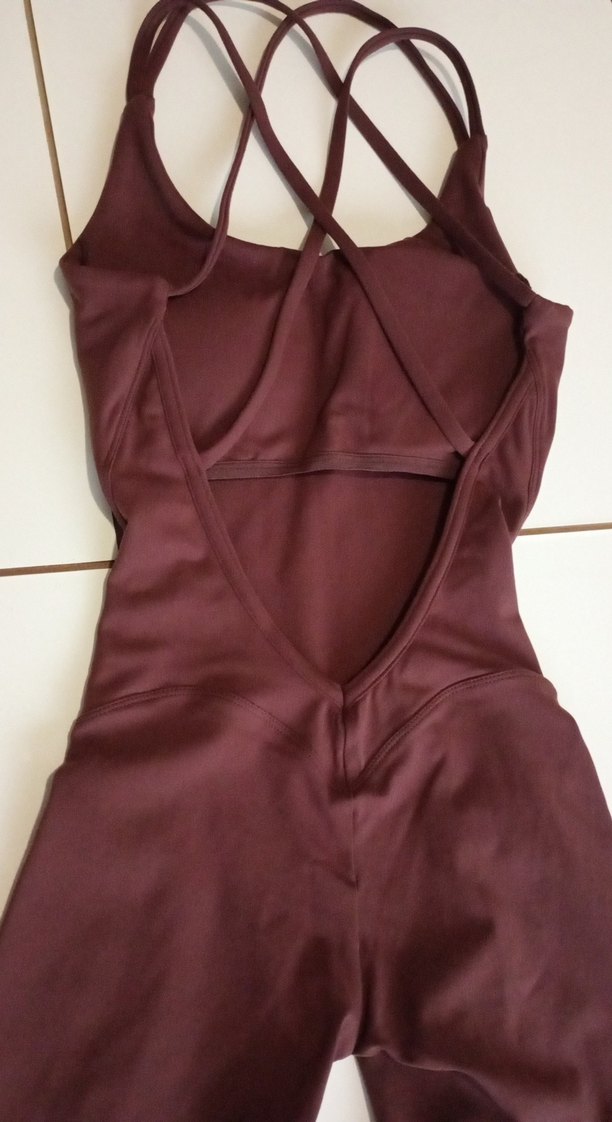 Bordo Fit Kesim Kısa Tulum - Görsel 4