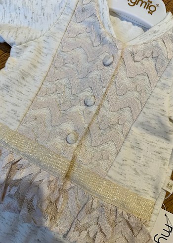 Bebek Kız Hastane Çıkışı Takımı Beyaz Dantelli - Görsel 3