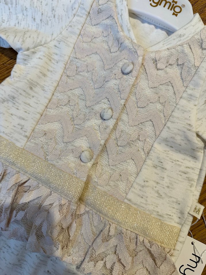 Bebek Kız Hastane Çıkışı Takımı Beyaz Dantelli - Görsel 3