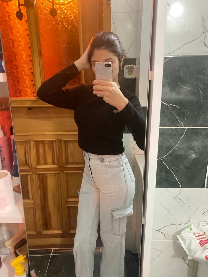 Sokak Stili Kadın mavi Midi Jean - Görsel 2