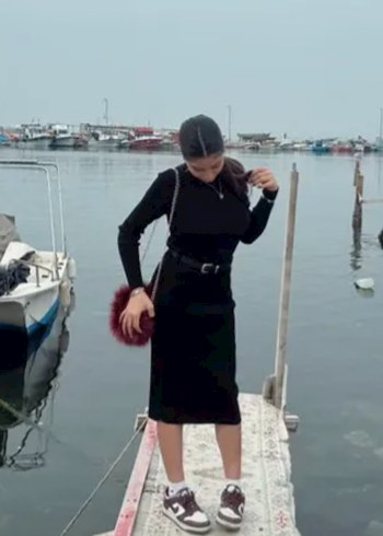 Siyah kumaş Midi Elbise - Görsel 2