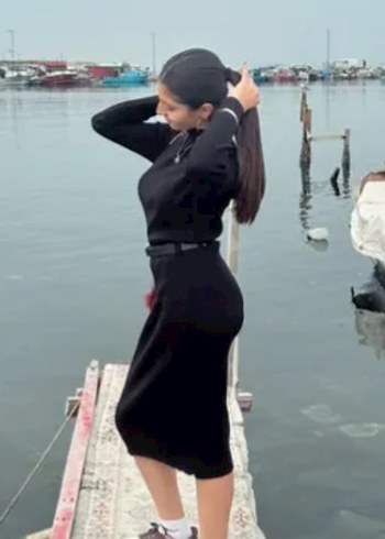 Siyah kumaş Midi Elbise - Görsel 4