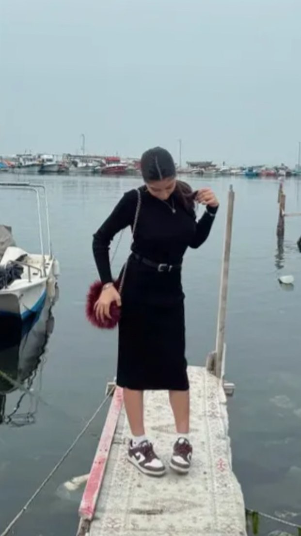 Siyah kumaş Midi Elbise - Görsel 2