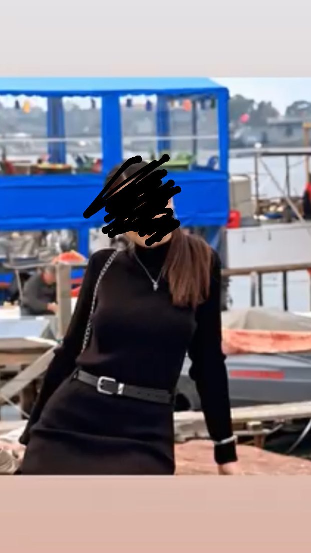 Siyah kumaş Midi Elbise - Görsel 3