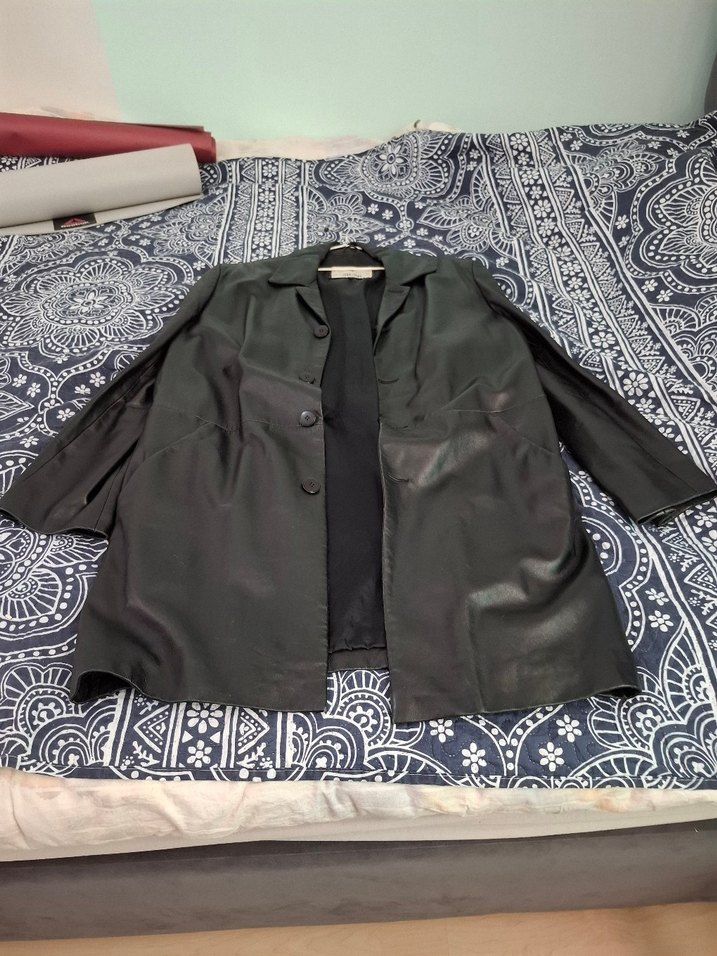 Erkek Siyah Deri kısa Ceket - Görsel 3