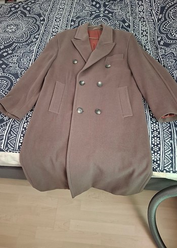 Düğmeli, Uzun, Bej Manto - Görsel 2