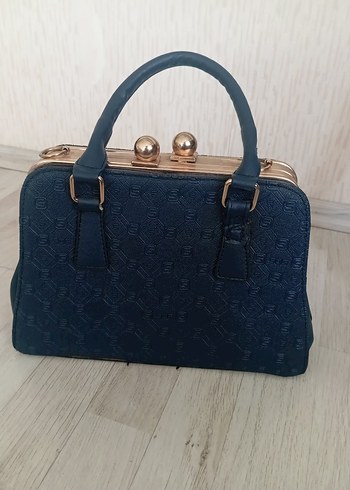 Mavi Süet Klasik Kadın El Çantası - Görsel 2