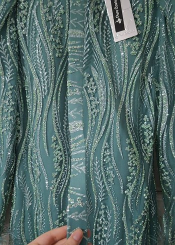 Yeşil Drapeli Uzun Bohem Elbise ve şal - Görsel 3