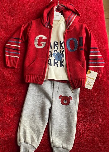 Gri Baskılı Erkek Çocuk Triko Hırka - Görsel 2