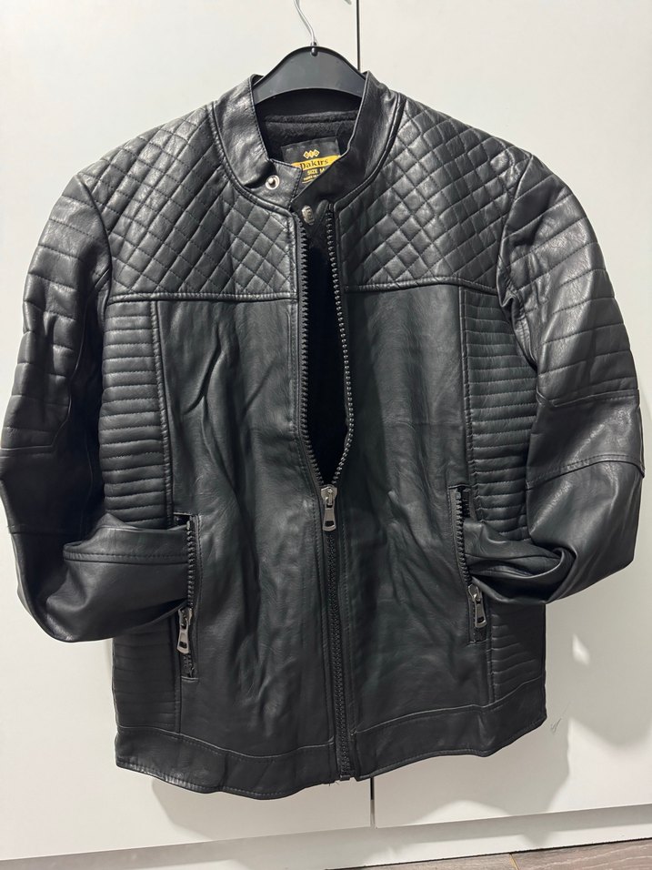 Siyah Deri Biker Ceket - Görsel 3