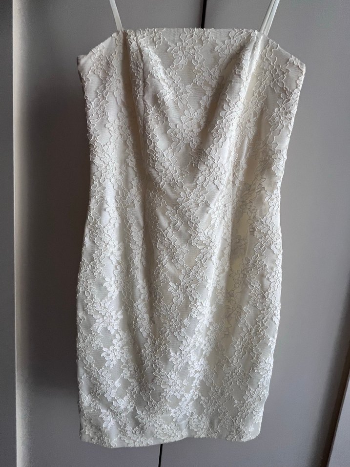 Beyaz Straplez Mini Gelinlik - Görsel 3