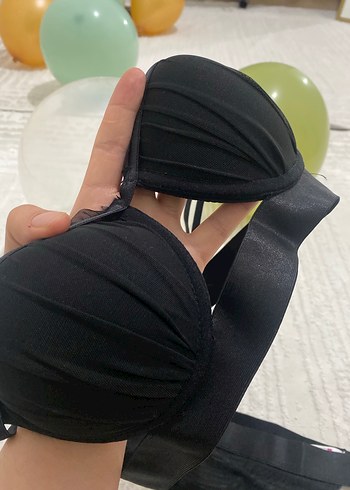 Siyah  Minimalist Gotik Sütyen ve Külot Takımı - Görsel 2