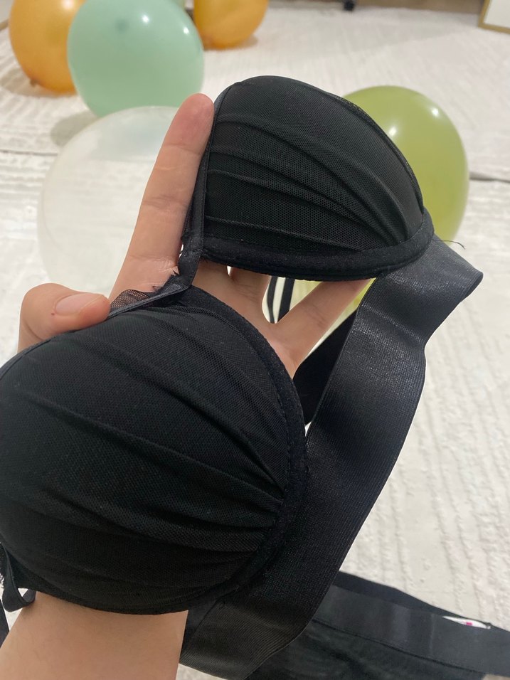 Siyah  Minimalist Gotik Sütyen ve Külot Takımı - Görsel 2