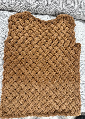 Kız Çocuk Bohem Örgü Kahverengi Yelek - Görsel 2