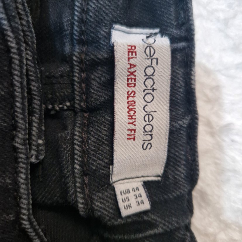 Siyah Denim Bol Kesim Jean - Görsel 3