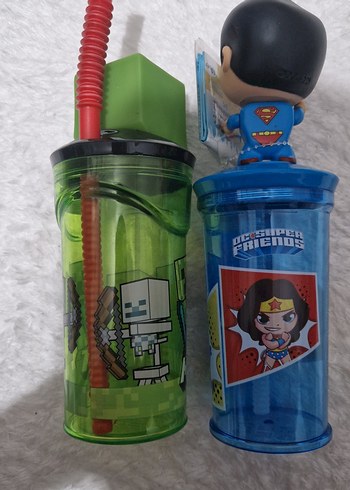 Minecraft ve Süper Kahraman Temalı Renkli Çocuk Matara - Görsel 3