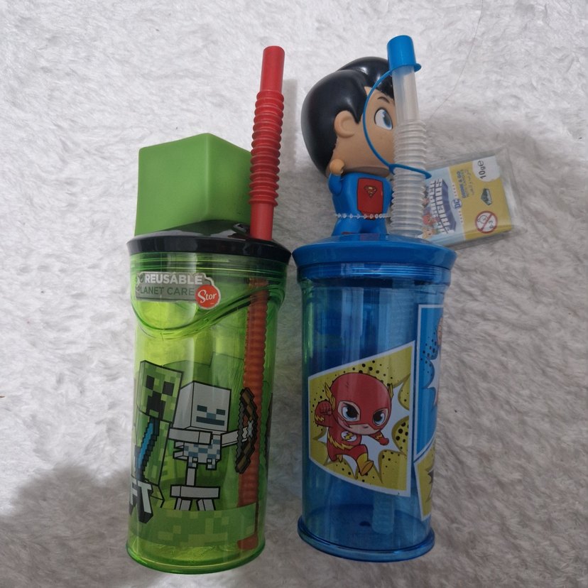 Minecraft ve Süper Kahraman Temalı Renkli Çocuk Matara - Görsel 2