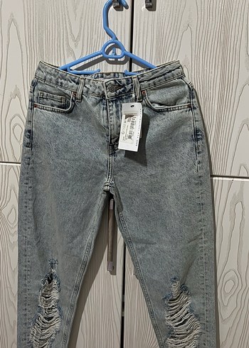 GRJwoman paçası kesik lazerli mom jean - Görsel 2