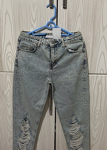 GRJwoman paçası kesik lazerli mom jean - Görsel 5