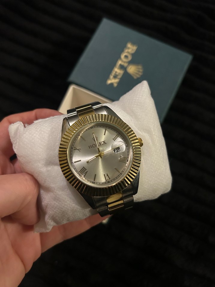 Rolex Klasik Altın Gri Erkek Saat - Görsel 3