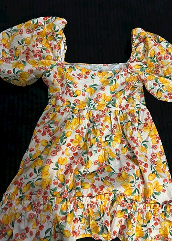 Çiçek Desenli Balon Kollu Midi Elbise - Görsel 2