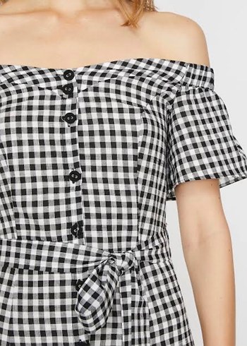 Düğmeli Ekose Midi Elbise - Görsel 2