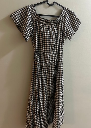 Düğmeli Ekose Midi Elbise - Görsel 3