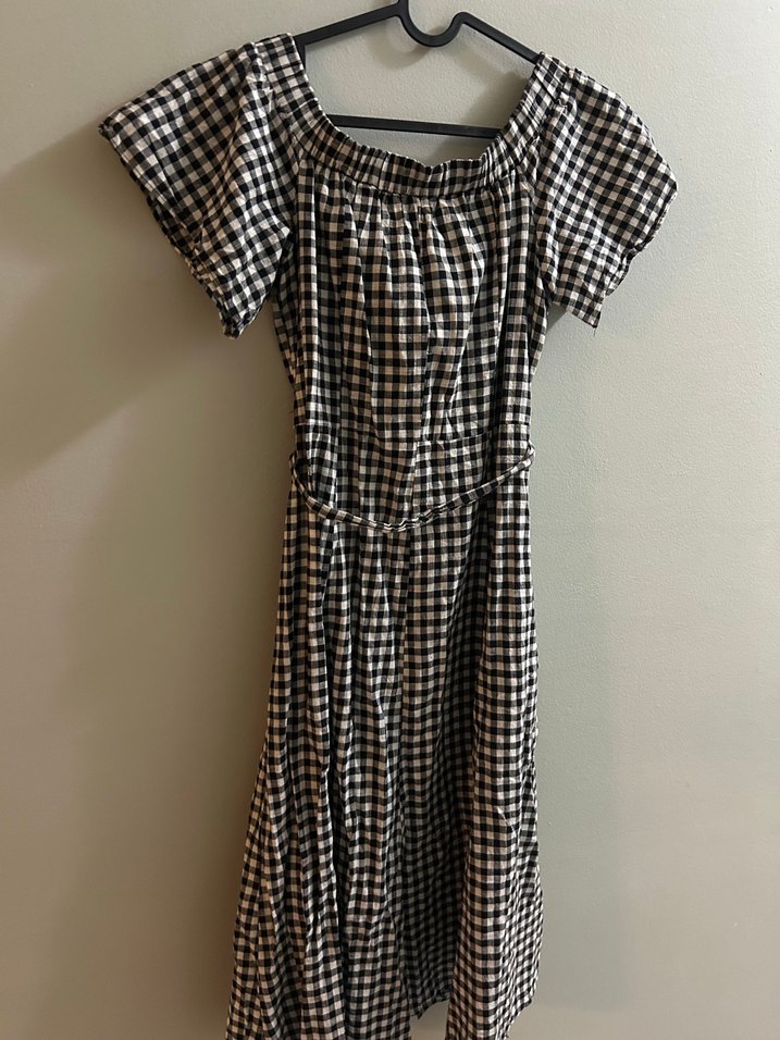 Düğmeli Ekose Midi Elbise - Görsel 3